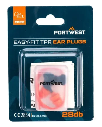 Portwest EP22 – Easy Fit TPR Corded Ear Plugs (1 Pair)