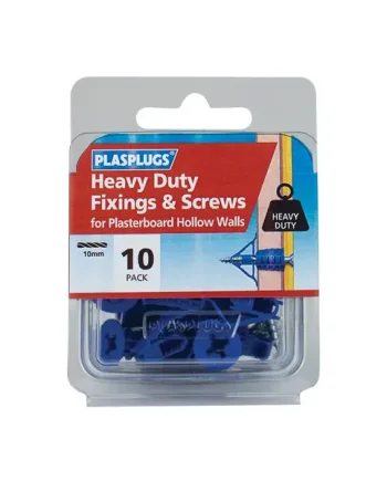 PLASPLUGS HWHS010 Heavy-Duty Plasterboard Fixings & Screws Pack of 10