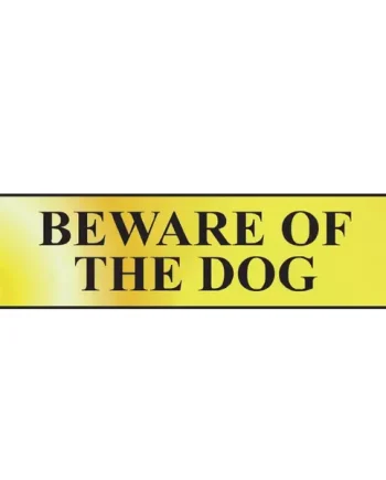 SCAN Beware Of The Dog – Polished Brass Effect 200 x 50mm